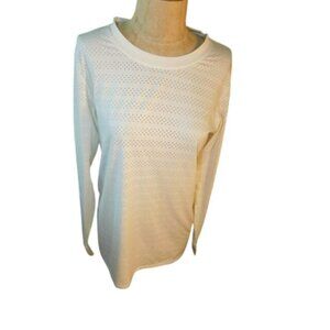 Zyia Size L Large White STRETCH Dotted Long Sleeve Activewear Top